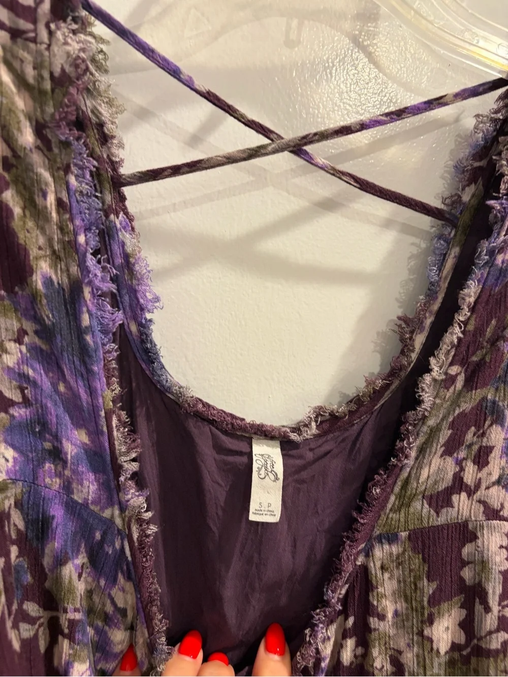 Free People Purple Floral Long Sleeve Boho Dress